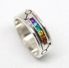 Male Wide Sterling Silver Rainbow ring