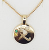 9ct  Gold LARGE AUS REP Green & Gold Stone  Pendant  