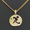 9ct  Gold LARGE AUS REP Green & Gold Stone  Pendant  