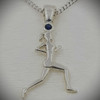Sterling Silver Medium Female Runner Necklace with Sapphire
