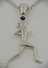 Sterling Silver Medium Female Runner Necklace with Sapphire