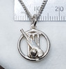 Sterling Silver Round Cricket Bat & ball Necklat