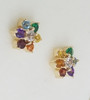 9ct Gold Rainbow stud Cluster earrings,Natural Semi precious
