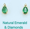 Stunning Natural Emerald & Dia Earrings-14ct yg