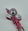 9ct Wg Handmade Tahitian Pearl & Diamond Ring