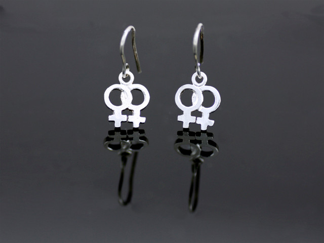 Sterling Silver Female Gender Pair Drop Earrings