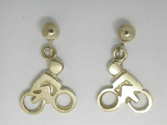 9ct yellow gold Mini Bike Drops Earrings 10mm