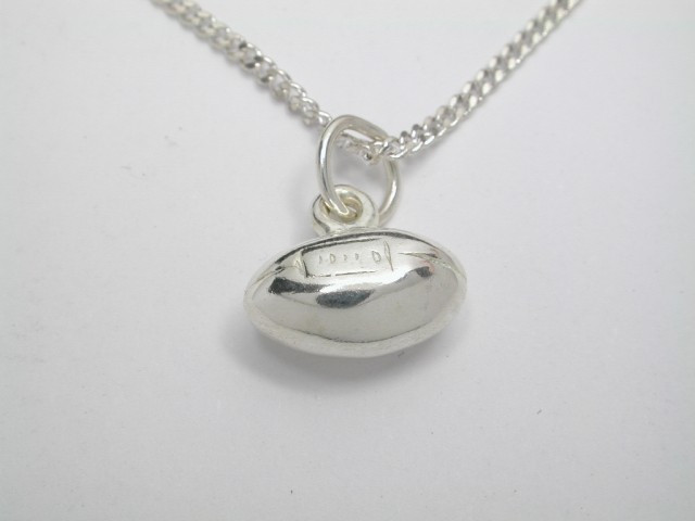 Sterling Silver Solid Football Necklat