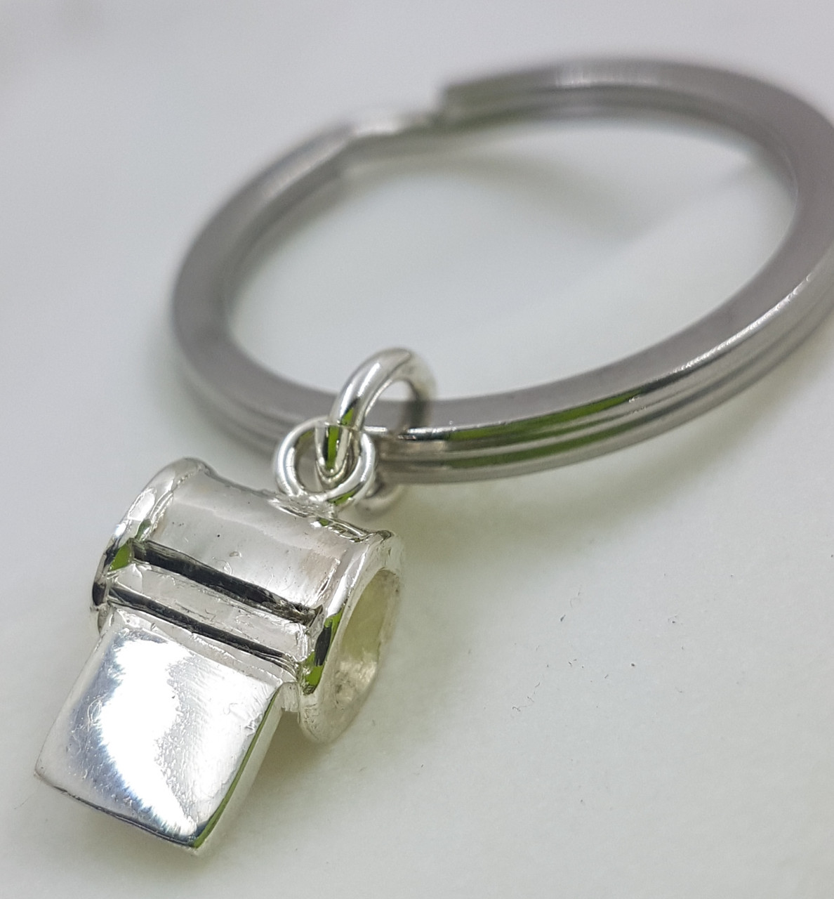 also available is the sterling silver whistle on a stainless strong key ring