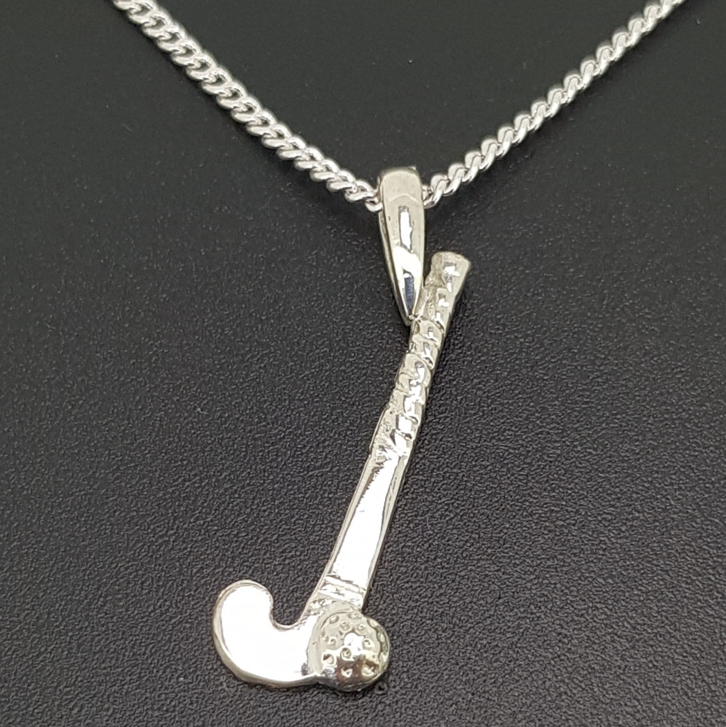 Sterling  Silver Lge Hockey Stick Necklat 