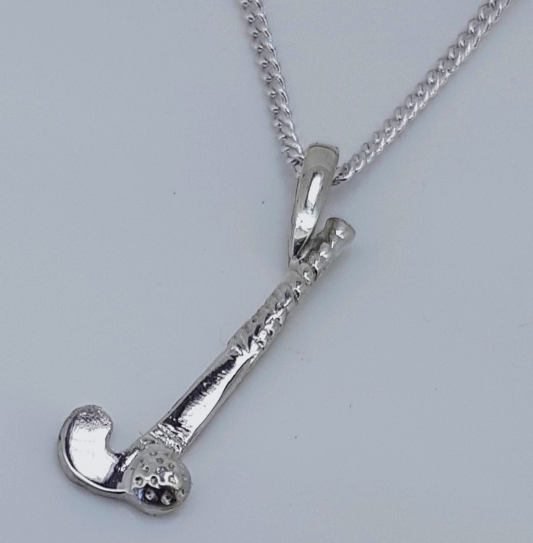Sterling  Silver Lge Hockey Stick Necklat 