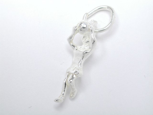 Sterling Silver Small Netball Lady Figure Charm 16mm