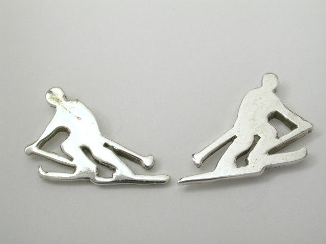 Sterling Silver Skier Stud Earrings 11mm 