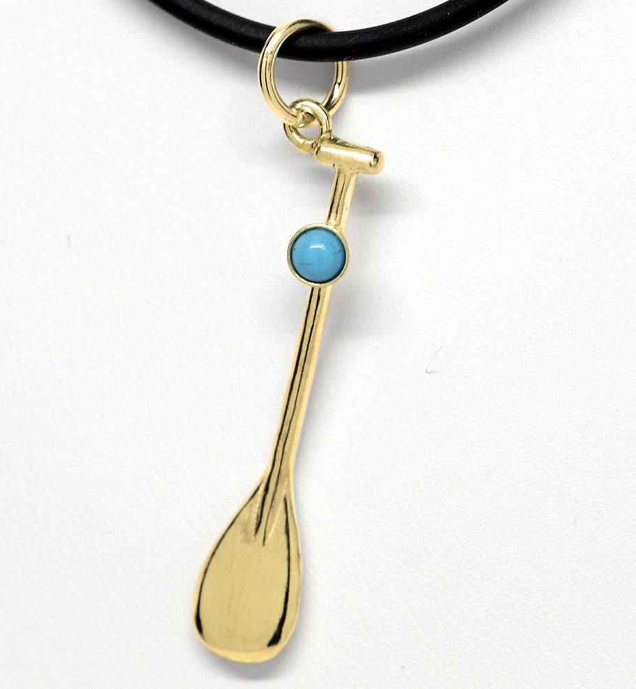 9ct Gold SUP paddle ,with Natural Turquoise 