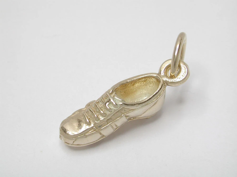 9ct Gold Silver Soccer Boot 14mm Charm
