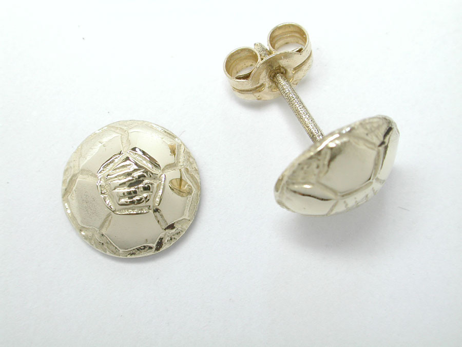 9ct yellow gold Soccer Half Dome Stud Earrings 9mm 