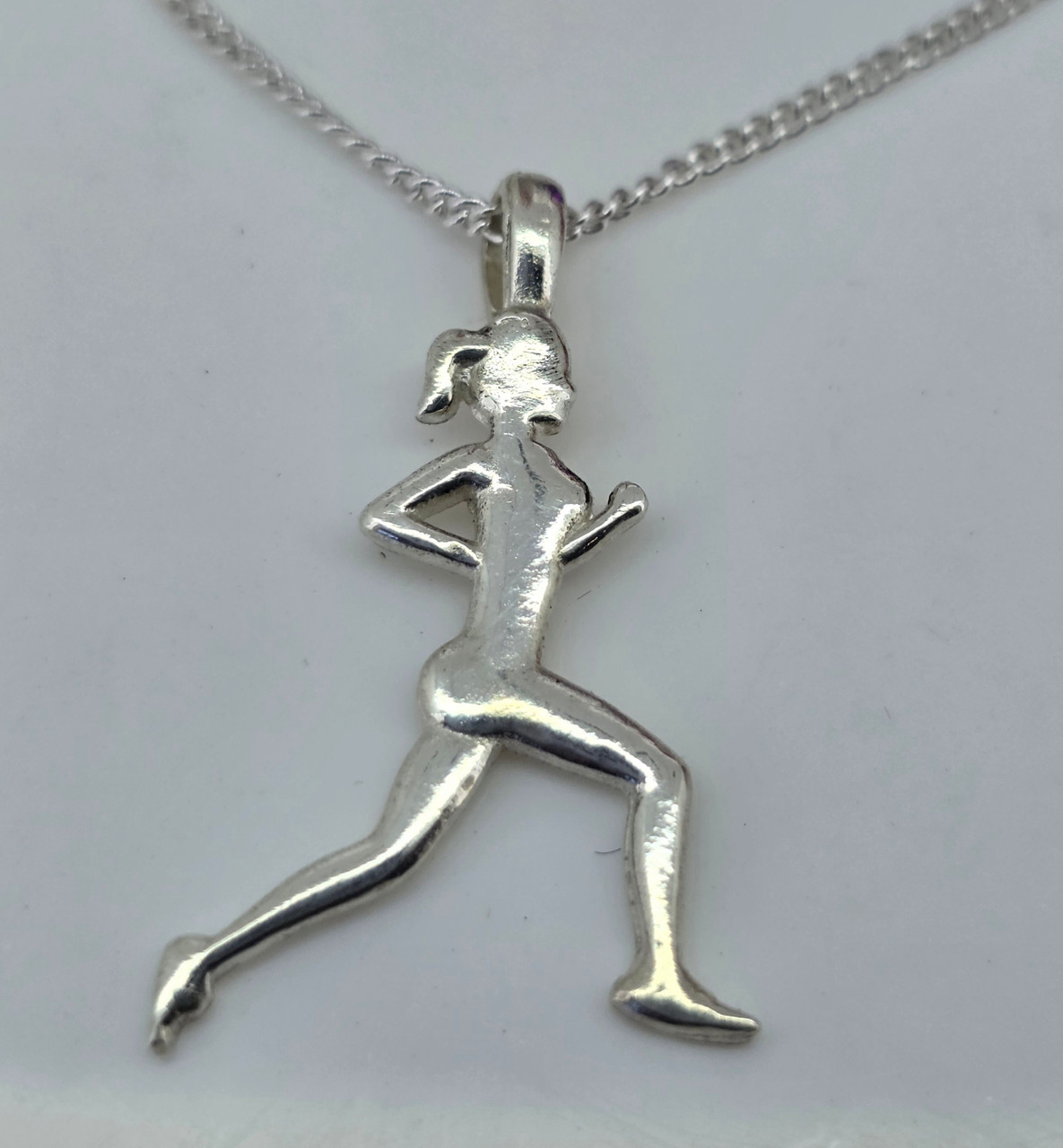 Sterling Silver Large Female Runner Necklace 