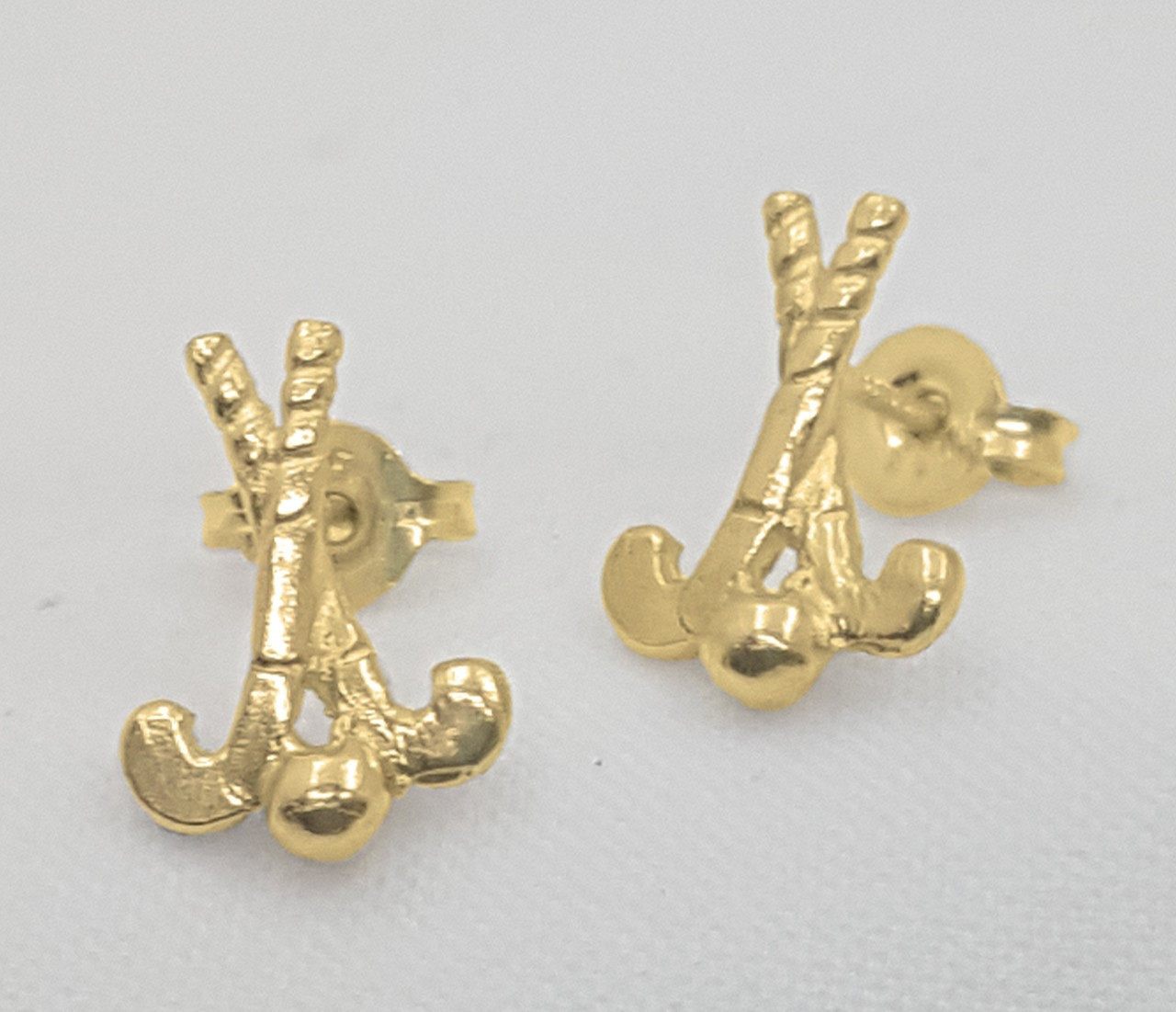 9ct gold CROSSED STICK STUDS 