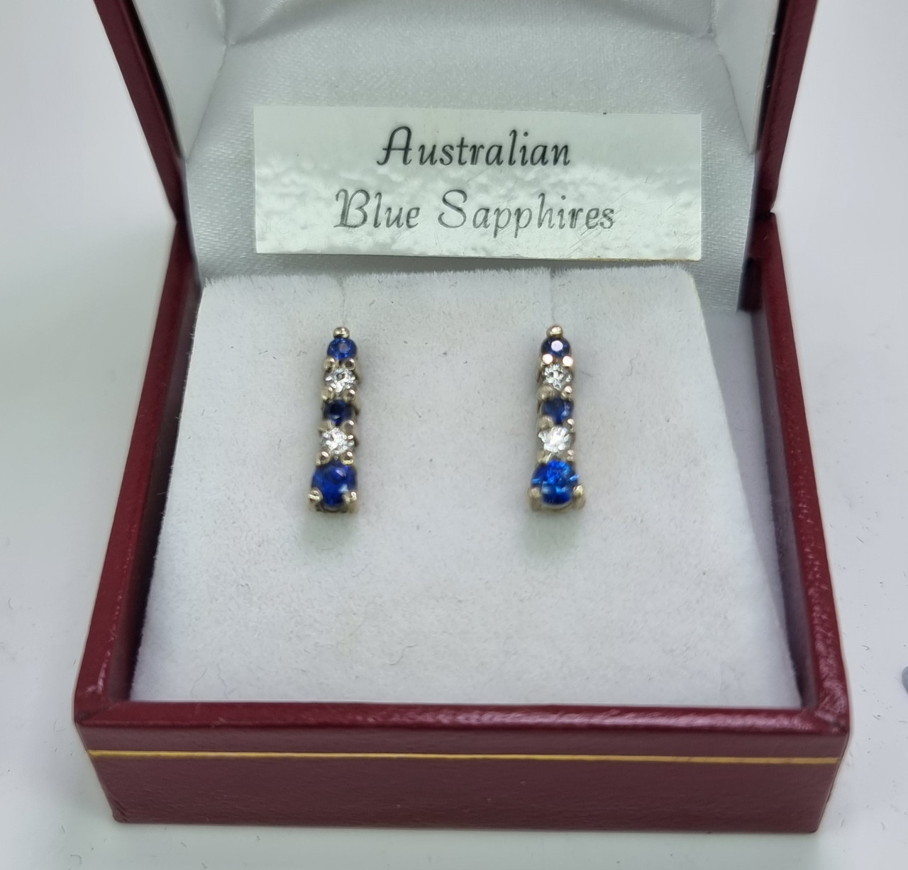 High quality Bright  Australian Sapphire & Diamond Earrings