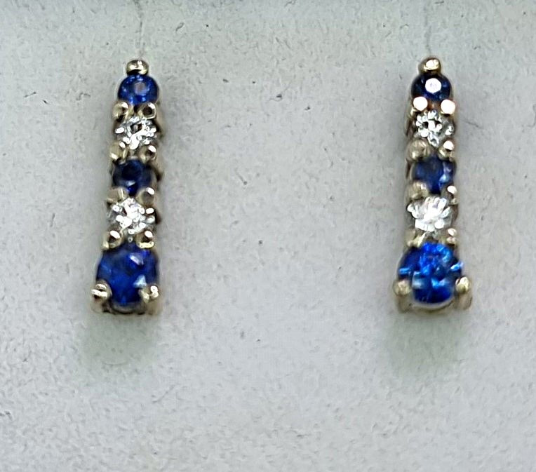 High quality Bright  Australian Sapphire & Diamond Earrings