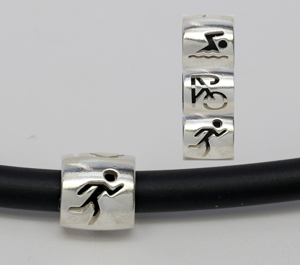 Sterling Silver Bead - Triathlon-rotating 3 disciplines