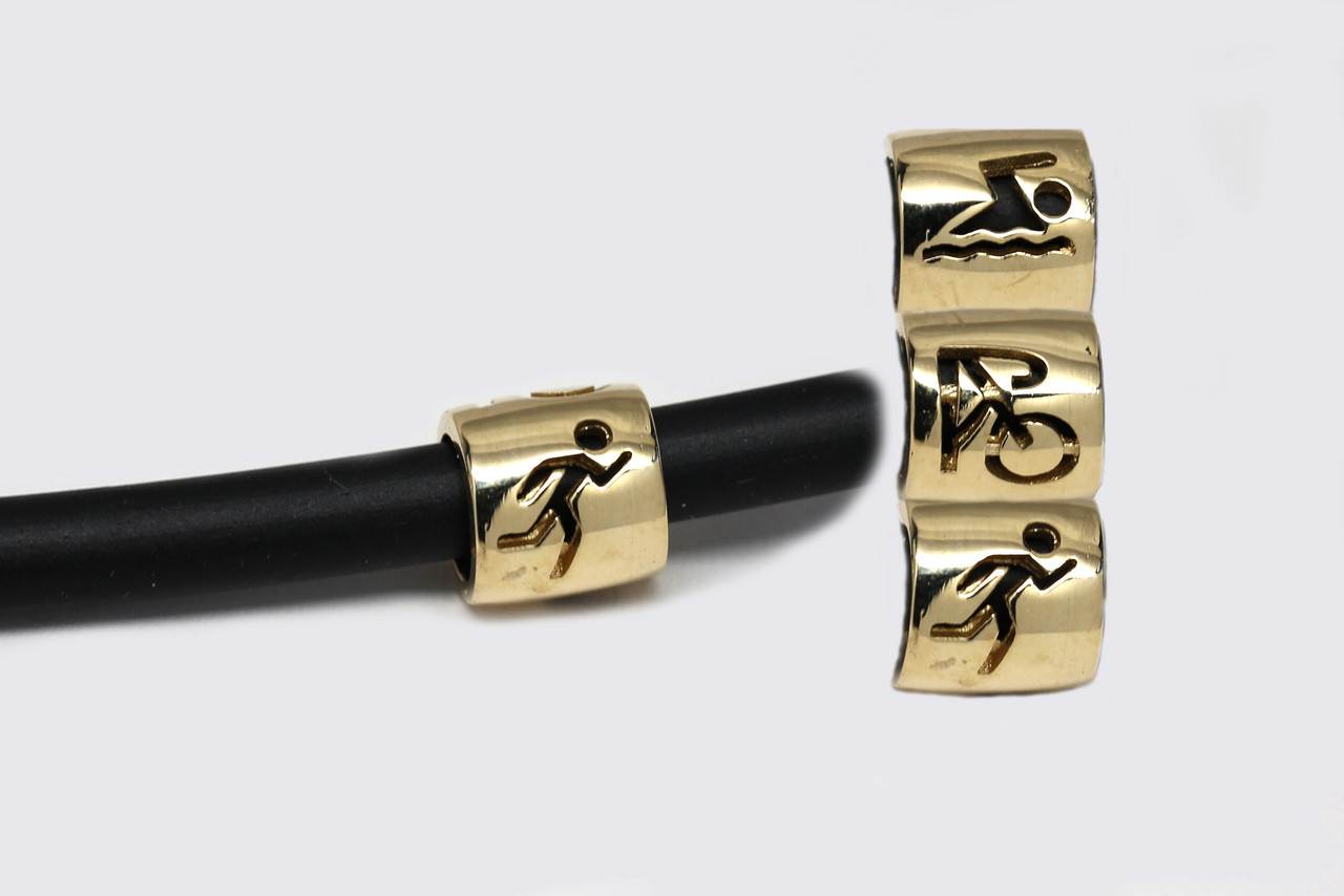 9ct Gold Bead - Triathlon rotating disciplines
