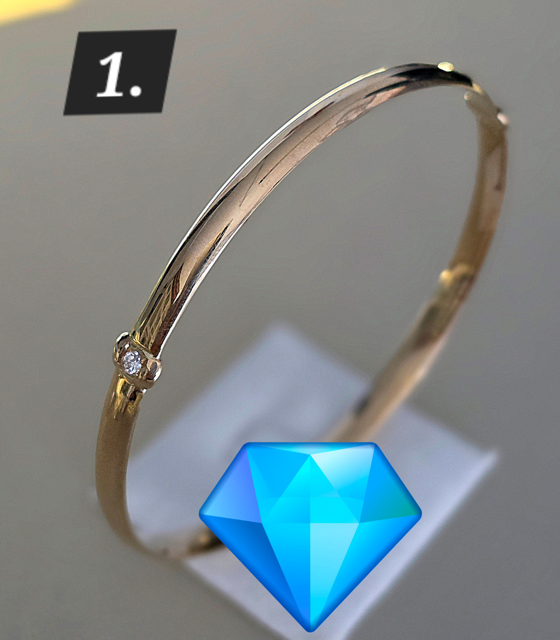 9ct Solid Gold Bangle Lab Diamond set