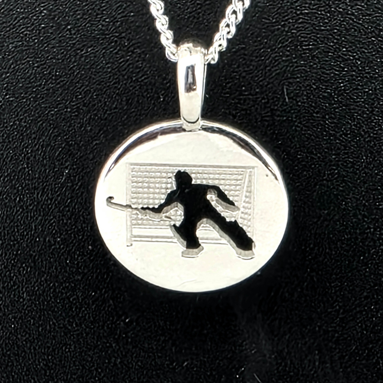 Sterling  Silver Goalkeeper Disc Necklat on Chain