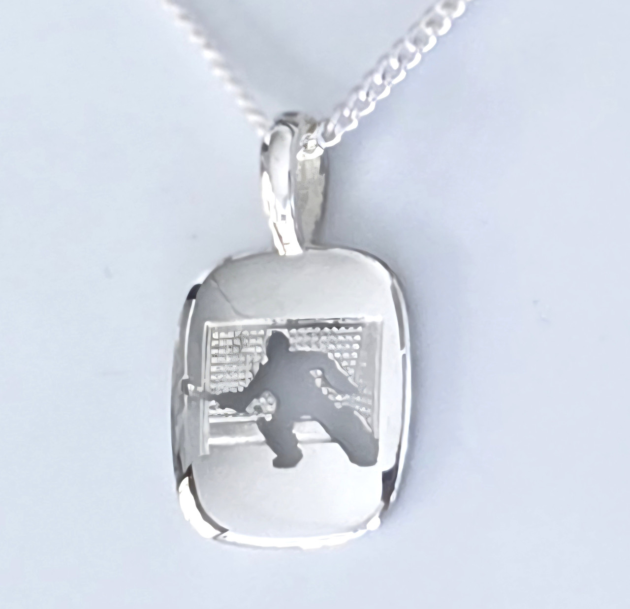 Sterling  Silver Goalkeeper Cushion Disc Necklat 