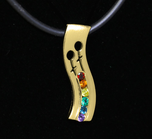 9ct Gold Rainbow Female symbol necklat set with Semi Precious Natural stones Large 30mm