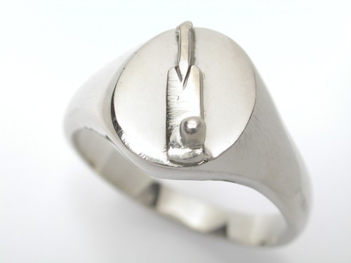 Sterling Silver Cricket Oval Flat Top with Bat & Ball Ring - Gents 11x9