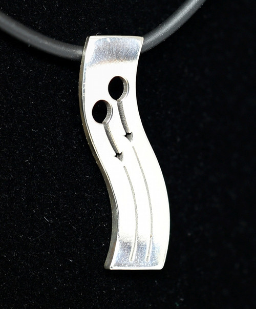 Silver male gaydesign pendant on a cord