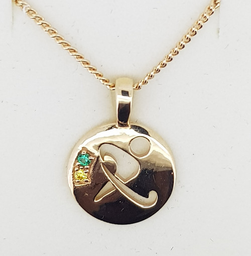 9ct  Gold LARGE AUS REP Green & Gold Stone  Pendant  