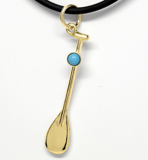 9ct Gold SUP paddle ,with Natural Turquoise 