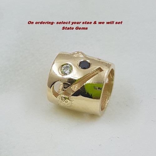 9ct Gold 3D STATE Bead stone set