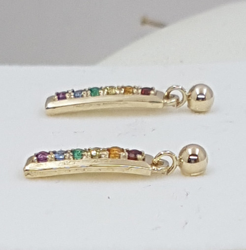 9ct Gold Rainbow Drop Earrings