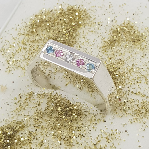 SILVER  Stylish Trans Stone set Ring 