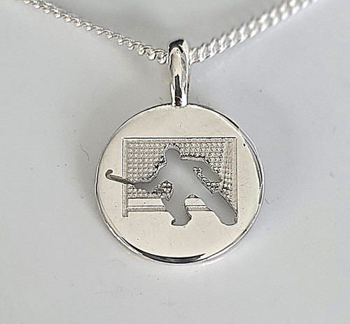 Sterling  Silver Goalkeeper Disc Necklat on Chain