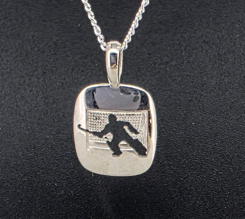 Sterling  Silver Goalkeeper Cushion Disc Necklat 