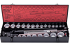 Covered by the SP lifetime warranty.
Super quality unit built to last the distance.
Extra features include extension piping built into the ext bars, extra heavy duty flex head and ratchet head, extreme fit and finish.

Other excellent features:
Flat drive technology to maximise grip
Chrome vanadium steel for high durabillity
Quick release system for easy socket changes
Specially strengthened ratchet gear teeth to sustain maximum applied torque.
The SP High Performance Range of Sockets and Accessories are designed to incorporate the needs for the professional tradesman.

Universal joints
H/Duty 3/4" Ratchet.
Metric Sizes: 19, 22, 24, 27, 30, 32, 36, 38, 41, 46, 50, 55mm 
SAE Sizes 3/4, 13/16, 7/8, 15/16, 1, 1-1/16, 1-1/8, 1-3/16, 1-1/4, 1-5/16, 1-3/8, 1-7/16, 1-1/2, 1-5/8, 1-7/8.
H/duty Flex handle 125mm & 250mm extension handles, no need for water pipe..these handles extend anyway!
