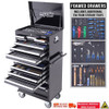 TOOLS INCLUDED IN THIS TOOL KIT
1/4”Dr SOCKETS & ACCESSORIES
12pt - 4, 5, 6, 7, 8, 9, 10, 11, 12 & 13mm
12pt - 3/16, 7/32, 1/4, 9/32, 5/16, 11/32, 3/8, 7/16 & 1/2”
Deep 6pt - 3/16, 7/32, 1/4, 9/32, 5/16, 11/32, 3/8, 7/16 & 1/2”
Torx - T10, T15, T20 & T25
Inhex - 3, 4, 5 & 6mm, 1/8, 5/32, 3/16, 7/32 & 1/4”
45T Ratchet, Flex Handle & Universal Joint
Extension Bars - 50 & 150mm

3/8”Dr SOCKETS & ACCESSORIES
12pt - 6, 7, 8, 9, 10, 11, 12, 13, 14, 15, 16, 17, 18, 19, 20, 21 & 22mm
12pt - 1/4, 5/16, 3/8, 7/16, 1/2, 9/16, 5/8, 11/16, 3/4, 13/16 & 7/8”
Deep 12pt - 10, 11, 12, 13, 14, 15, 16, 17, 18 & 19mm
Deep 12pt - 5/16, 3/8, 7/16, 1/2, 9/16, 5/8, 11/16 & 3/4”
Torx - T27, T30, T40, T45, T50 & T55
E-Torx - E4, E5, E6, E7, E8, E10, E11, E12, E14, E16, E18 & E20
Inhex - 6, 7, 8, 9 & 10mm, 3/16, 7/32, 1/4, 5/16 & 3/8”
Spark Plug Sockets - 5/8 & 13/16”
45T Ratchet, Flex Handle & Universal Joint
Extension Bars - 75 & 150mm
Adaptors - 3/8Fx1/4M (x2) & 3/8Fx1/2M

1/2”Dr SOCKETS & ACCESSORIES
12pt - 10, 11, 12, 13, 14, 15, 16, 17, 18, 19, 20, 21, 22, 23, 24, 26, 27, 30 & 32mm
12pt - 3/8, 7/16, 1/2, 9/16, 5/8, 11/16, 3/4, 13/16, 7/8, 15/16, 1, 1-1/16, 1-1/8, 1-3/16 & 1-1/4”
Deep 12pt - 10, 11, 12, 13, 14, 15, 16, 17, 19, 21, 22 & 24mm
Deep 12pt - 3/8, 7/16, 1/2, 9/16, 5/8, 11/16, 3/4, 13/16, 7/8, 15/16 & 1”
Spark Plug Sockets - 5/8 & 13/16”
45T Ratchet, Flex Handle & Universal Joint
Extension Bars - 75 & 125mm
Adaptor - 1/2Fx3/8M
Impact 6pt - 10, 11, 12, 13, 14, 15, 17, 18, 19, 21, 22 & 24mm
Impact 6pt Deep - 10, 11, 12, 13, 14, 15, 17, 18, 19, 21, 22 & 24mm
Impact Inhex - 4, 5, 6, 7, 8, 10, 12, 14 & 17mm
Impact Inhex - 3/16, 7/32, 1/4, 5/16, 3/8, 7/16, 1/2 & 9/16”
Impact Torx - T25, T27, T30, T40, T45, T50, T55, T60 & T70
Impact Universal Joint
Impact Extension Bars - 75 & 125mm
Imapct Adaptor - 3/8”F x 1/2”M

SPANNERS
Quad Drive Combination Spanners - 6, 7, 8, 9, 10, 11, 12, 13, 14, 15, 16, 17, 18, 19, 20, 21, 22, 23, 24, 25, 26, 27, 30 & 32mm
Quad Drive Combination Spanners - 1/4, 5/16, 3/8, 7/16, 1/2, 9/16, 5/8, 11/16, 3/4, 13/16, 7/8, 15/16, 1, 1-1/16, 1-1/8 & 1-1/4”
Stubby Quad Drive Combination Spanners - 8, 10, 11, 12, 13, 14, 15, 16, 17, 18 & 19mm
Stubby Quad Drive Combination Spanners - 5/16, 3/8, 7/16, 1/2, 9/16, 5/8, 11/16 & 3/4”
Gear Drive ROE Quad Drive - 8, 9, 10, 11, 12, 13, 14, 15, 16, 17, 18 & 19mm
Gear Drive ROE Quad Drive - 5/16, 3/8, 7/16, 1/2, 9/16, 5/8, 11/16 & 3/4"
Flare Nut Spanners - 10x11, 12x13, 14x17 & 19x22mm
Flare Nut Spanners - 3/8x7/16, 1/2x9/16, 5/8x11/16 & 3/4x7/8”
Double Ring Spanners - 8x10, 12x14, 13x15, 16x18, 17x19 & 22x24mm
Double Ring Spanners - 3/8x5/16, 1/2x7/16, 5/8x9/16 & 3/4x11/16”
E-Torx Spanners - E6xE8, E10xE12, E14xE16 & E18xE20

TOOLS
Screwdrivers - 3.0x75, 5.5x100, 6.5x38, 6.5x100, 6.5x150 & 8.0x150mm
Screwdrivers - #0x75, #1x75, #2x38, #2x100, #2x150 & #3x150mm
Screwdrivers - T8, T10, T15, T20, T25, T27, T30 & T40
Precision Screwdrivers - 2.0x50, 2.5x50, 3.0x50, #0x50, #00x50 & #000x50mm
Technicians Bit set - 71pc
Ratchet Driver Bit Set - 31pc
Impact Screwdriver Set - 13pc
Hex Keys - 1.5, 2, 2.5, 3, 4, 5, 6, 8 & 10mm
Hex Keys - 1/16, 5/64, 3/32, 1/8, 5/32, 3/16, 1/4, 5/16 & 3/8”
Torx Keys - T10, T15, T20, T25, T27, T30, T40, T45 & T50
Hex Keys Stubby - 2, 2.5, 3, 4, 5, 6, 8 & 10mm
Hex Keys Stubby - 5/64, 3/32, 1/8, 5/32, 3/16, 1/4, 5/16 & 3/8”
Torx Keys Stubby - T8, T10, T15, T20, T25, T30, T40, T45 & T50
Pliers - Combination, Long Nose, Multigrip (3pc) & Locking
Circlip Pliers Set - 4pc
Cutters - Diagonal - 2pc
Adjustable Wrenches - 3pc
Hammers - Ball Pein 16oz & 24oz, Dead Blow, Soft/Hard Head - 40mm
Pin Punch & Chisel Set - 10pc
Pry Bar Set - Go-Through - 4pc
Magnetic Pry Bar Holder
Gasket Scraper Set - 3pc
Screw Extractor Set - 5pc
Thread Files - 2pc
SMD LED Magbase Work Light/Torch
Electrical Digital Multimeter
Circuit Tester
Pick Set - 4pc
Tweezers Set - 4pc
Wire Brush Set - 3pc
Magnetic Pick-up Tool
Inspection Mirror
Tape Measure
Hacksaw
Knife
Drawer Organiser Trays - 3pc
Custom Series Tool Box - 8 Drawer
Custom Series Roller Cabinet - 7 Drawer