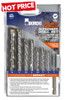 Tungsten Carbide Tipped Hex Shank Masonry Drill Set
Specifically engineered for use in impact drivers these bits are also fully compatible with conventional rotary drills.
1/4" hex shank facilitates fast tool loading in cordless impact drivers and quick change adaptors.
Premium grade carbide.
High temperature brazing for longer life.
Flutes designed for optimum spoil removal.
For use in concrete, brick, block and stone. Tungsten Carbide Tipped Hex Shank Masonry Drill Set
Specifically engineered for use in impact drivers these bits are also fully compatible with conventional rotary drills.
1/4" hex shank facilitates fast tool loading in cordless impact drivers and quick change adaptors.
Premium grade carbide.
High temperature brazing for longer life.
Flutes designed for optimum spoil removal.
For use in concrete, brick, block and stone.