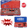 VERY limited stock! WE RUN OUT YOU MISS OUT!

You get:
1 x 888 SERIES 1/2" SOCKET SET 12PT METRIC/SAE 39PC 1/2" SOCKET SET

FEATURES
12 Point
Ideal for applications where jumbo sockets are required
Flat drive technology offers maximum contact and grip
Tough triple chrome, high polish finishes provide for an easy clean-up
Twin knurling on sockets allows for improved grip, especially useful in
oily/greasy conditions
Chrome Vanadium Steel (Cr-V) for high durability
Meets & exceeds international ANSI & DIN standard
Lifetime warranty
SET INCLUDES

Metric Sockets: 8, 10, 11, 12, 13, 14, 15, 16, 17, 18, 19, 21, 22, 24, 27, 30 & 32mm
SAE Sockets: 3/8, 7/16, 1/2, 9/16, 5/8, 11/16, 3/4, 13/16, 7/8, 15/16, 1, 1-1/16, 1-1/8, 1-3/16 & 1-1/4”
Ratchet
Flex handle
Universal joint, 125mm & 250mm
Extension bars
Spark plug sockets - 5/8” & 13/16”

1 X 888 41PCE SERIES 1/4" SOCKET SET 6PT METRIC/SAE SOCKET SET

FEATURES
6 Point
Quick release system for easy socket changes
Cushioned grip handles for operator comfort
Specially strengthened ratchet gear teeth to sustain maximum applied torque
Flat drive technology offers maximum contact and grip
Tough triple chrome, high polish finishes provide for an easy clean-up
Twin knurling on sockets allows for improved grip, especially useful in
oily/greasy conditions
Chrome Vanadium Steel (Cr-V) for high durability
Meets & exceeds international ANSI & DIN standard
Lifetime warranty
SET INCLUDES

Metric Sockets 6pt - 4, 5, 6, 7, 8, 9, 10, 11, 12 & 13mm
SAE Sockets 6pt - 7/32, 1/4, 9/32, 5/16, 3/8, 7/16 & 1/2”
Ratchet
Flex handle
Universal joint
Extension bar 150mm
Spinner handle
Coupler
Bits set - 18pc