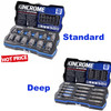 6 positive stop position hex sockets
Ideal for fastening and loosening of nuts and bolts these sockets are designed and tested to last
LOK-ON™ Impact Sockets are fully impact rated and designed for extreme torque applications. I.e. Use of Air, Cordless or Powered Tools.
LOK-ON™ Socket Set tins have been designed in Australia, pushing all manufacturing limitations to bring a unique style to an otherwise generic industry.
All LOK-ON™ Socket Sets include industry leading and highest quality custom EVA foam trays that includes a hard shell surface with clearly marked sizing

You get: 
Contents
• 12 LOK-ON™ IMPACT 1/2” Drive Imperial Shallow Sockets: 5/16, 3/8, 7/16, 1/2, 9/16, 5/8, 11/16, 3/4, 13/16, 7/8, 15/16, 1”
• 12 LOK-ON™ IMPACT 1/2” Drive Imperial Deep Sockets: 5/16, 3/8, 7/16, 1/2, 9/16, 5/8, 11/16, 3/4, 13/16, 7/8, 15/16, 1"
• 2 x LOK-ON™ Fastener Punch

Specifications
Range	LOK-ON
Warranty Lifetime Guarantee
Material Chrome Molybdenum (42 Cr-Mo4 - Impact Grade)
