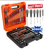 Bahco S98MC1H 98pce 1/4” and 1/2” Square Drive Socket and Deep Socket Set with Metric Hex Profile, Hex Key Set and Combination Spanner Set
The Bahco S98MC1H is a comprehensive 98-piece socket set combining 1/4” and 1/2” standard and deep metric hex sockets, hex keys, combination wrenches, and 1/4” bits. Built from high-performance alloy steel with Micro Matte finish, this set is designed for precision, durability, and professional versatility.

Includes:
11x 1/4” Drive Standard Sockets
Sizes: 4.5mm, 5.5mm, 6mm, 7mm, 8mm, 9mm, 10mm, 11mm, 12mm, 13mm, 14mm
11x 1/4” Drive Deep Sockets
Sizes: 4mm, 5mm, 6mm, 7mm, 8mm, 9mm, 10mm, 11mm, 12mm, 13mm
7x 1/4” Drive Accessories
Ratchet quick release: 6950QR
Spinner handle: 6956
Wobble extension bars: 6960W, 50mm & 100mm
T-handle: 6954-5
Universal joint: 6966
Bit holder for 1/4” bits: 6973A
17x 1/2” Drive Standard Sockets
Sizes: 10mm, 11mm, 12mm, 13mm, 14mm, 15mm, 16mm, 17mm, 18mm, 19mm, 20mm, 21mm, 22mm, 24mm, 27mm, 30mm, 32mm
5x 1/2” Drive Accessories
Ratchet quick release: 8150QR
Wobble extension bars: 8160W, 125mm & 250mm
T-handle adaptor ½” to 3/8”: 7772H
Universal joint: 8166
26x Bits (¼” Drive)
5x Phillips: PH0, PH1, PH2, PH3, PH4
3x Slotted: SL4, SL5.5, SL8
3x Pozidriv: PZ1, PZ2, PZ3
6x Hex: H3, H4, H5, H6, H8, H10
8x Torx: T8, T10, T15, T20, T25, T27, T30, T40
1 x Hex male adaptor to square male adaptor: K6625-1/4
9x Hex Keys (BE-9770)
Sizes: 1.5mm, 2mm, 2.5mm, 3mm, 4mm, 5mm, 6mm, 8mm, 10mm
13x Combination Wrenches (111M)
Sizes: 7mm, 8mm, 9mm, 10mm, 11mm, 12mm, 13mm, 14mm, 15mm, 16mm, 17mm, 18mm, 19mm

Features:
Micro Matte finish for corrosion resistance
High-performance 50BV30 alloy steel construction
Dynamic-Drive™ profile sockets reduce wear and damage to fasteners
Quick socket release button on ratchet
New box design with durable latches, soft-touch handle, and hooks/strap for hands-free transport
Identification areas for labels and removable box divider that doubles as a knee pad

Specifications:
Standards: ISO 1174 and DIN 3120
Case: S98MC1H-BOX, high-density polyethylene (HDPE)
Total pieces: 98
Includes sockets, bits, hex keys, wrenches, ratchets, extensions, universal joints, T-handles, and adaptors
Warranty:

Limited lifetime warranty covered by Bahco