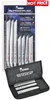 Reciprocating Saw Blade Assortment with heavy duty ballistic nylon pouch

Xtreme reciprocating Saw Blade Assortment includes 
2 x "Fire Rescue & Extrication"
2 x "Wrecking and Demolition" 
3 metal cutting blades.

14 TPI Fire, Rescue & Extrication Saw Blades.
For cutting pipe, angle iron, nail embedded wood and structural steel.
6 TPI Wrecking & Demolition Saw Blades.

For cutting wood, sleepers and other tough materials.
18 and 24 TPI Bi-Metal Blades.
For cutting thin and medium sheet metal and tube.