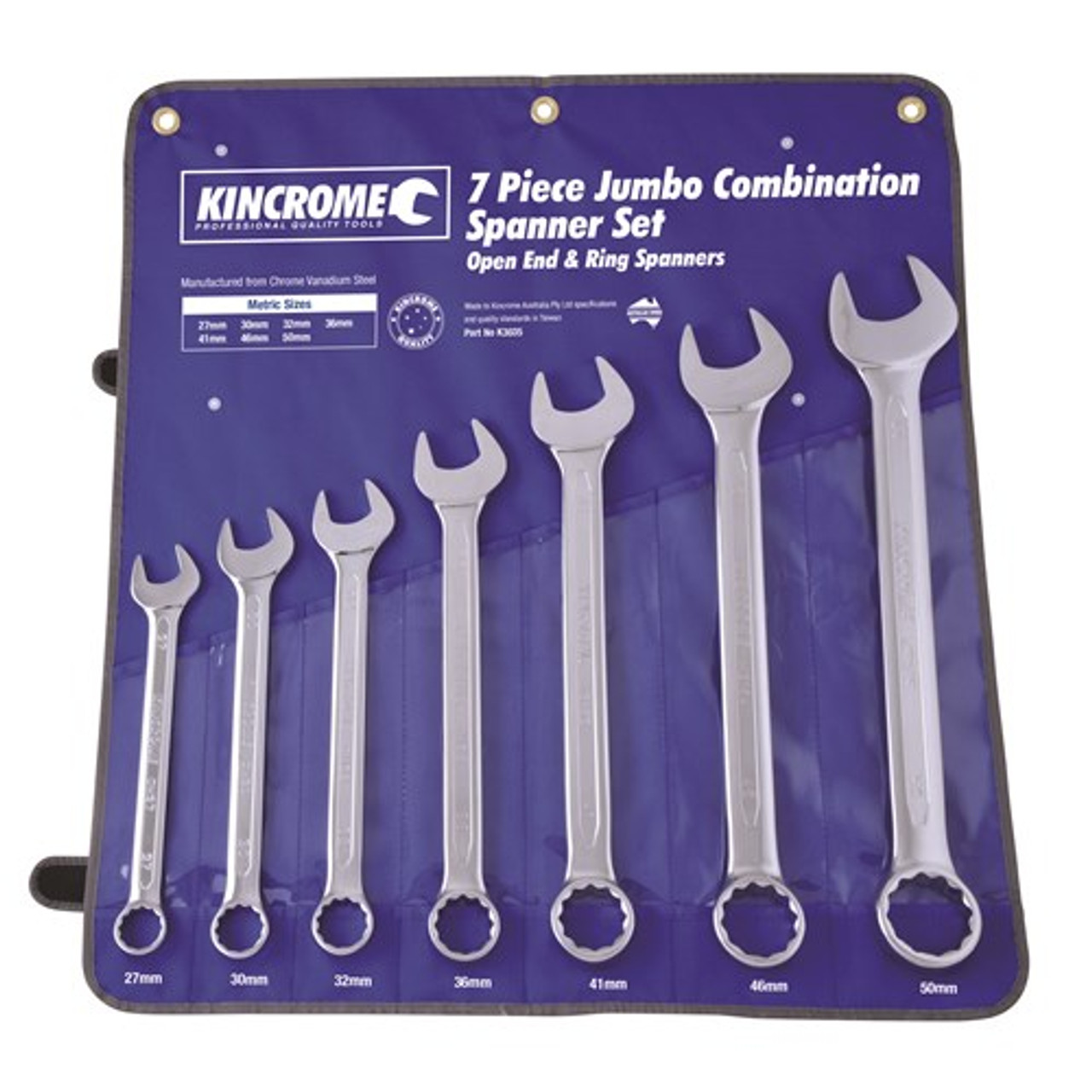 K3035 Kincrome Jumbo Combination Spanner Set 7 Piece Metric