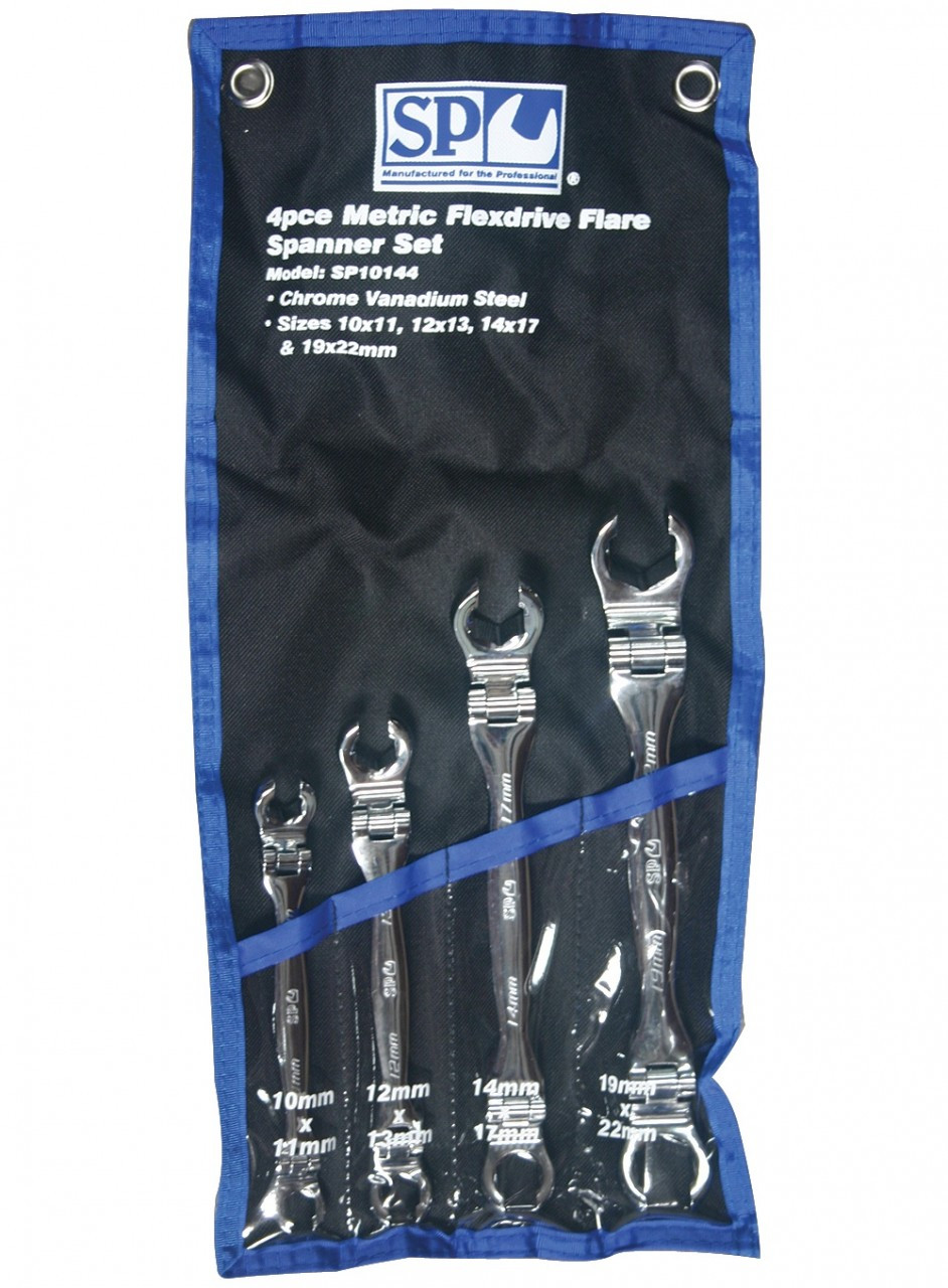 SP10144 SP TOOLS 4PCE FLEX FLARE NUT SPANNER SET METRIC