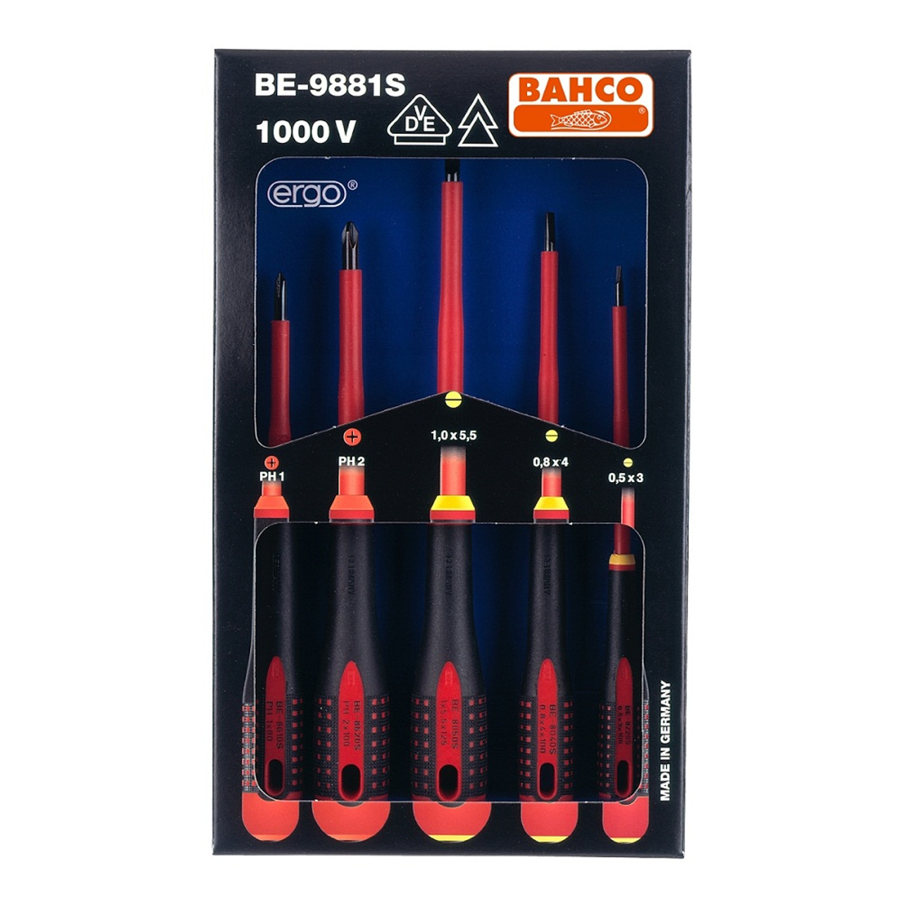 BE-9881S, BA-BE-9881S, BAHCO ERGO 1000V SCREWDRIVER SET BE9881S