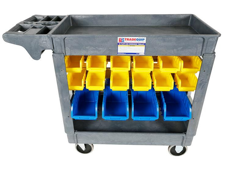Trade Tools Storage Containers 6046, Tradequip Polymer Tradies Tool Cart With 32 Storage Trays